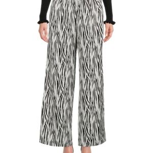 Stylish Black and White Zebra Print Women's Satin Ankle Pants